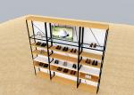 Metal And Wooden Wall Shoe Display Racks , Shoe Display Fixtures Easy Install