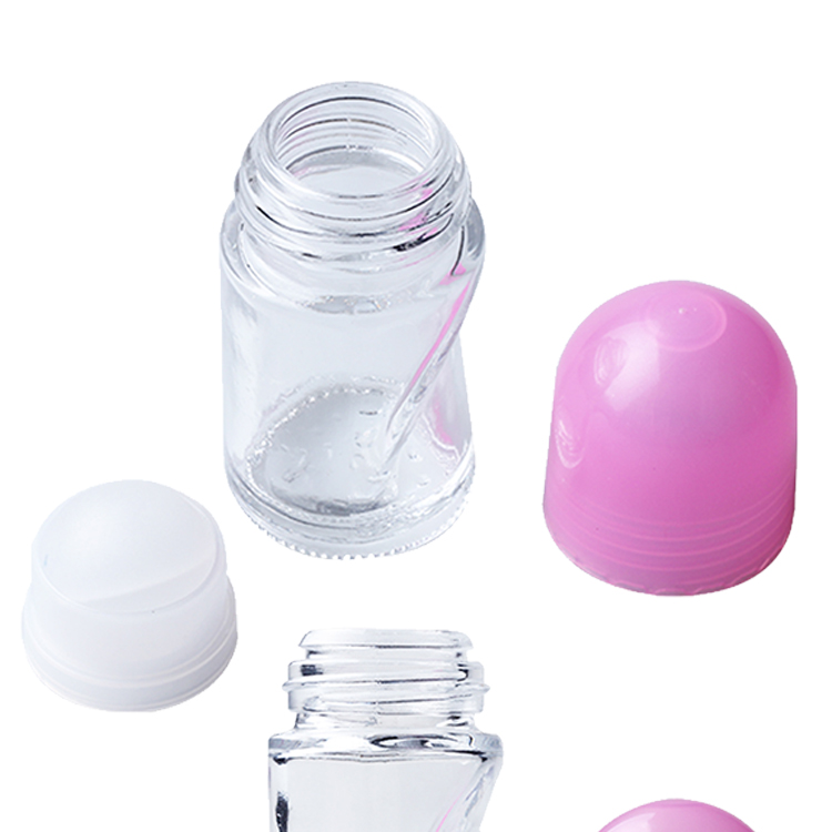 Empty 25ML 50ML Roll On Deodorant Glass Perfume Bottle With Plastic Cap and Roller Ball