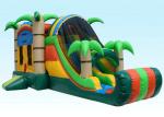 Gaint Inflatable Bouncer Combo , Tropical Inflatable Water Castle