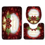 Snowman Christmas Bath Mat Set Anti Skid Restroom Mat Set
