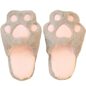 Quality Non Slip 25cm Cat paw Shape Kids Plush Slippers wholesale