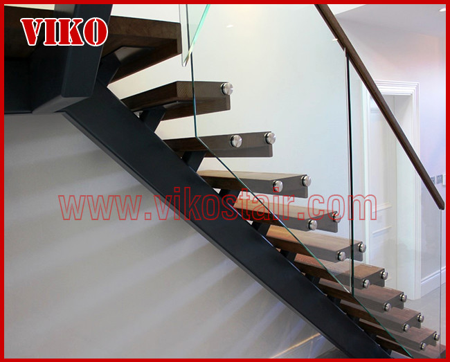 Straight Stringer Staircase VK06S 304 Stainless steel glass stainoff,stainless steel handrail,Glass
