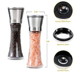 Quality Glass Bottle 192mm 277g 180ml Manual Salt Grinder wholesale
