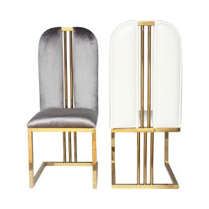 Quality Dining room gold stainless steel high back royal chairs for wedding wholesale