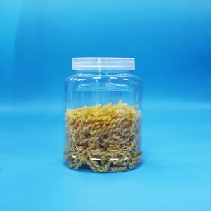 Quality Tamper Proof White Cap PET Plastic Clear Jar For Food Nuts Candy Noodles Food Grade wholesale