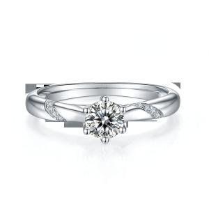 Quality White 925 Sterling Silver Custom Moissanite Ring Engagement wholesale