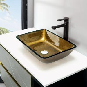 Quality Bathroom Rectangular Handmade Wash Basins Copper Gold Top Mount Vessel Sink wholesale