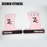 Pink Crossfit Hand Grips 2.25mm 3 Holes Gymnastic Palm Guards Suede Microfiber