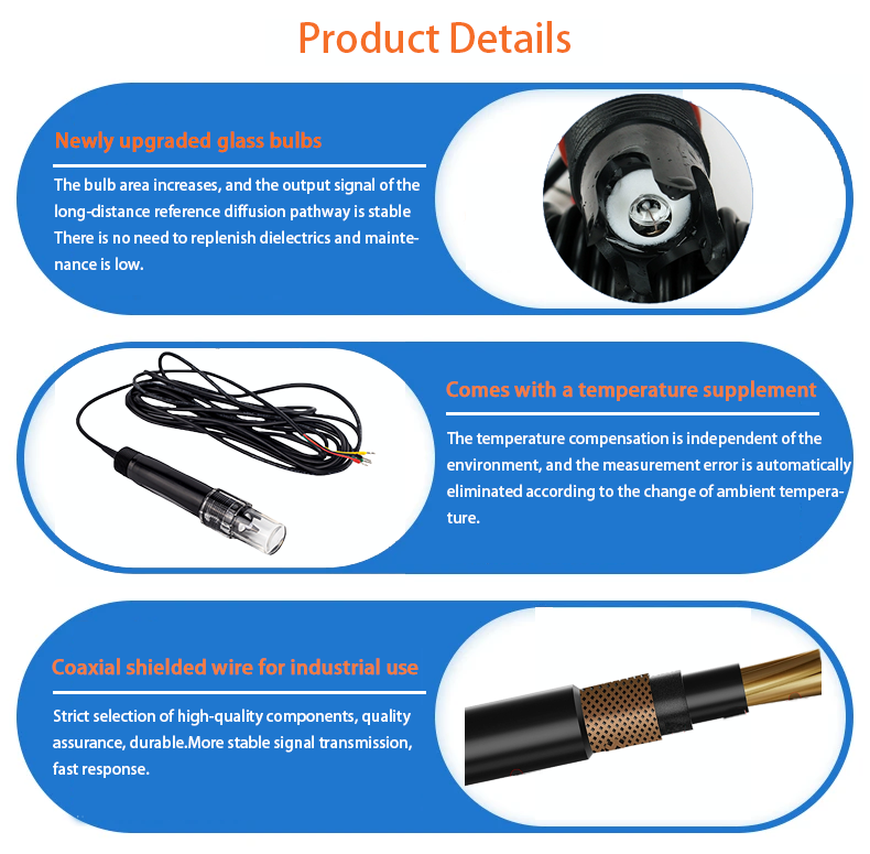 Water Treatment Industry PH Electrode 0-14pH Measurement Probe for Online Monitoring