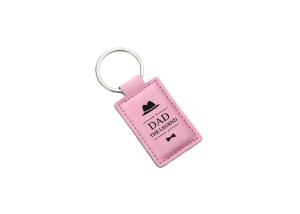 Quality Rectangle PU Leather Key Chains Laser Logo 3mm Thick Vintage Leather Key Holder wholesale
