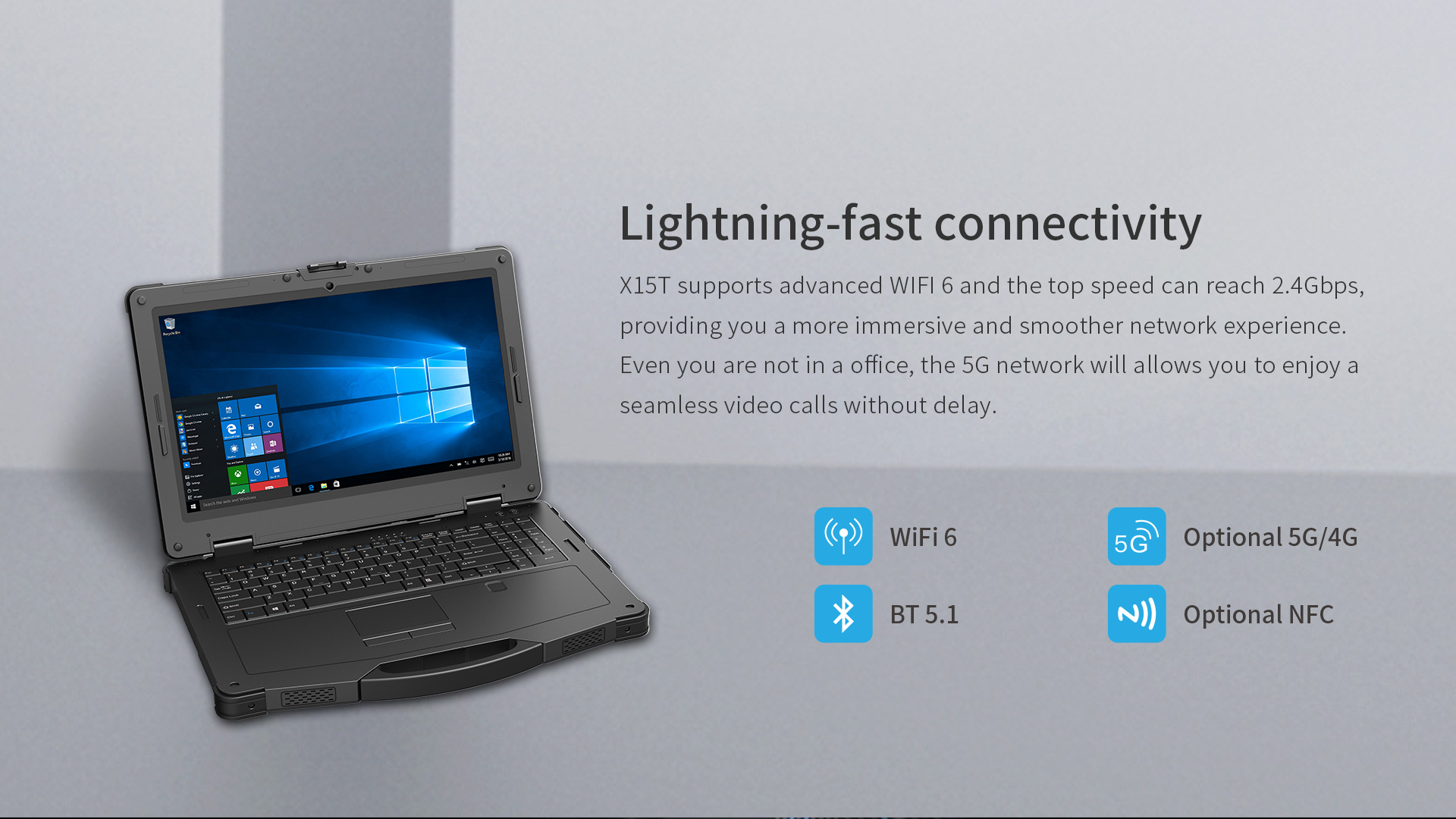 15.6 inch Portable Industrial Laptop 4G/5G intel i5/i7 Processor RJ45 Win 11 Fingerprint