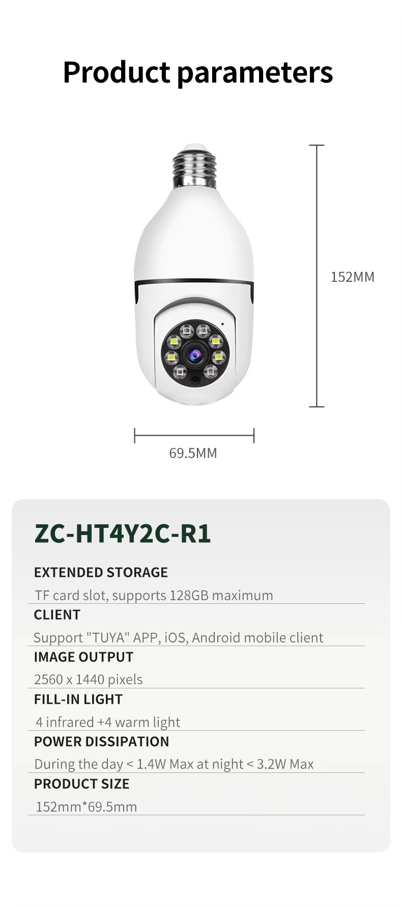 WIFI Bulb Network IP Camera Home E27 Light Bulb Camera HD 4MP With Night Vision Auto Tracking Wireless Security Camera