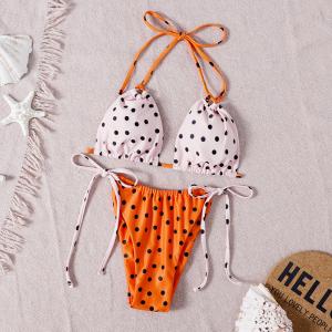 Quality black point orange style swimwear High Waist Bikini Women'S Solid Color Sexy 2-Piece /Swimming Suits Bikini large size wholesale