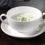 Double Handle Porcelain Dessert Bowls Microwave Safe Spill Proof