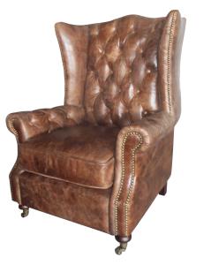 Quality Retro Brown Genuine Leather Chesterfield Armchair For Home Office Bar wholesale