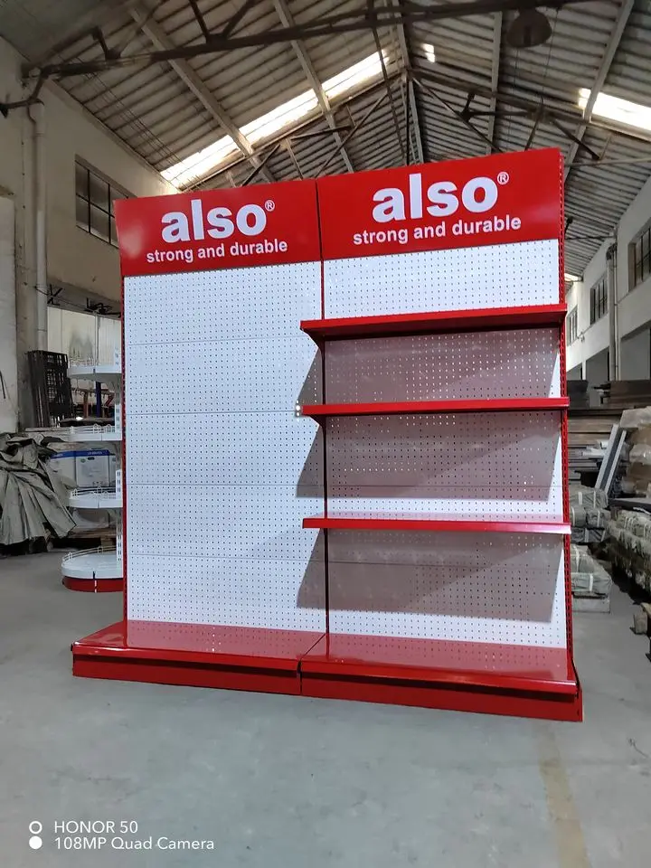 Best Selling Factory customized color size supermarket rak gondola shelving grocery store shelf exhibit shelf