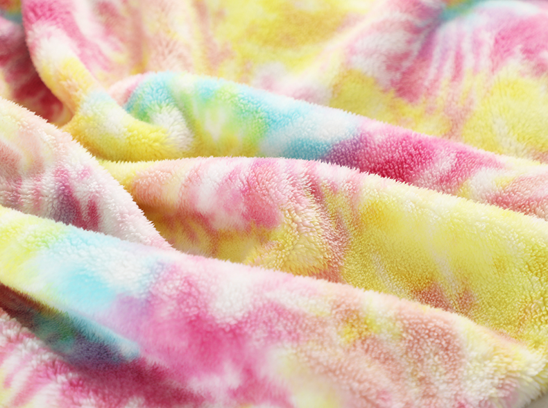 Tie Dyed Rainbow Garment Soft Sherpa Fabric 240gsm 150D