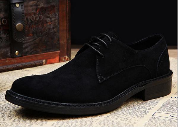 British Style Mens Casual Oxford Shoes Grey / Black Suede Leather Lace Up Brogue