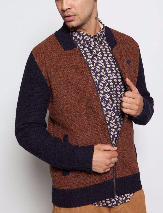 Knitted Mens Cardigan Sweaters , Multi Color Zippered Cardigan Sweater