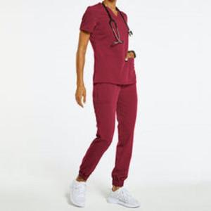 Quality factory custom logo solid color stretch medical nursing men women medical scrubs wholesale