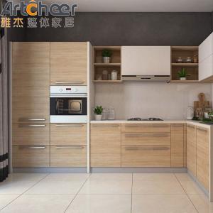 Quality Minimalist Style Custom Solid Wood Kitchen Cabinets with Pure Acrylic Countertop wholesale