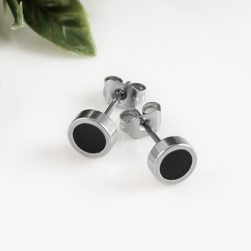 Titanium steel oil unilateral round dumbbell Style stud earrings for women men lover couples Jewelry Gifts 6mm-12mm