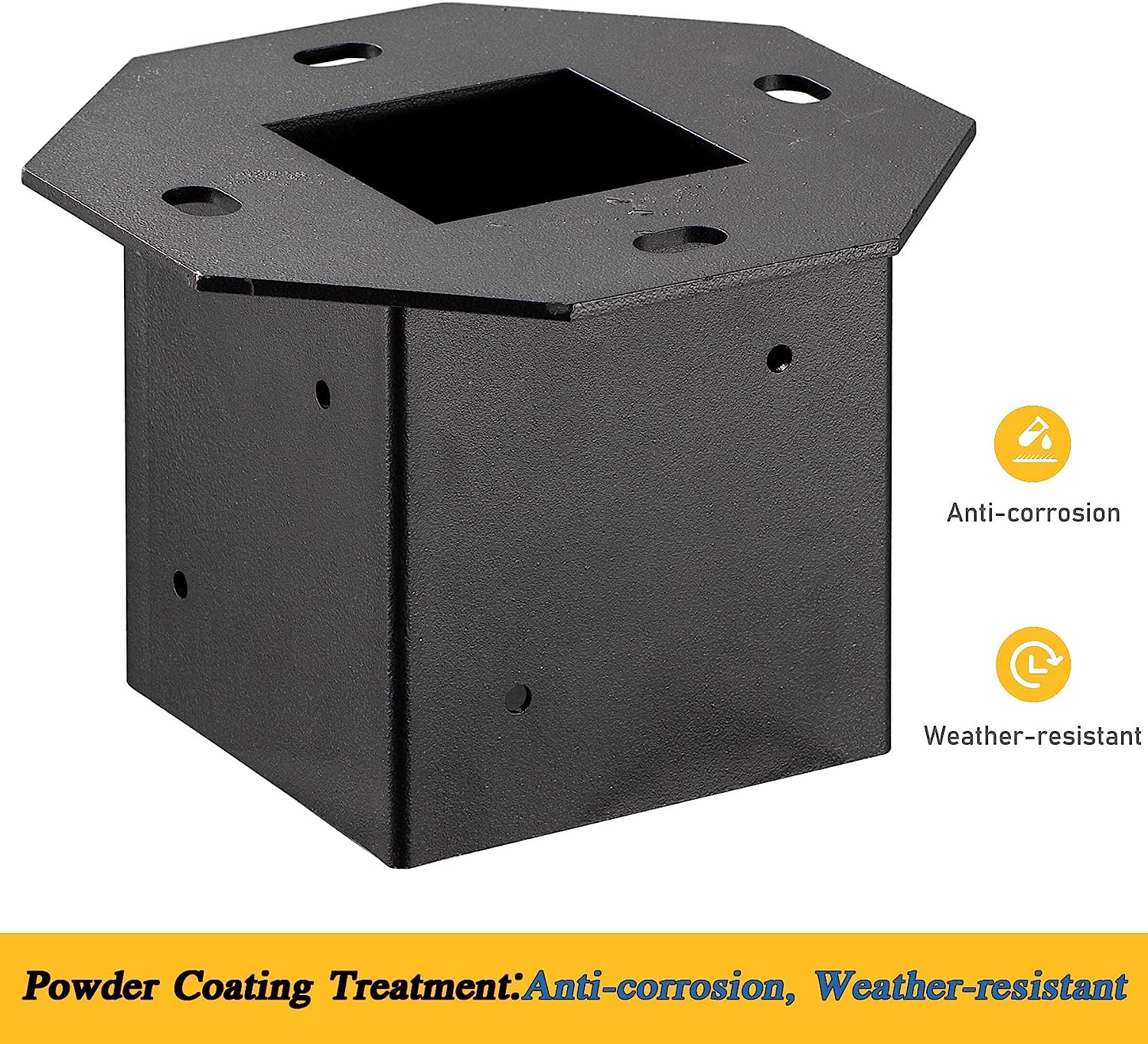 Fence Support Bracket 3.6 X 3.6 Inch Inner Size Heavy Duty Post Base Coated Metal Anchor