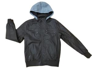 Quality Short Mens Padded Leather Jacket With Fur Hood Padded Leather Coat wholesale