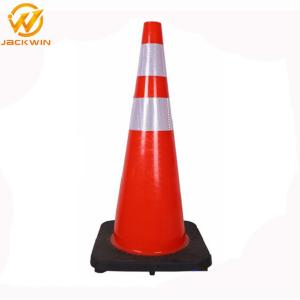 Quality 28 Inch Orange Pvc Traffic Safety Cones With Reflective Collar , Flexible Rubber Base wholesale