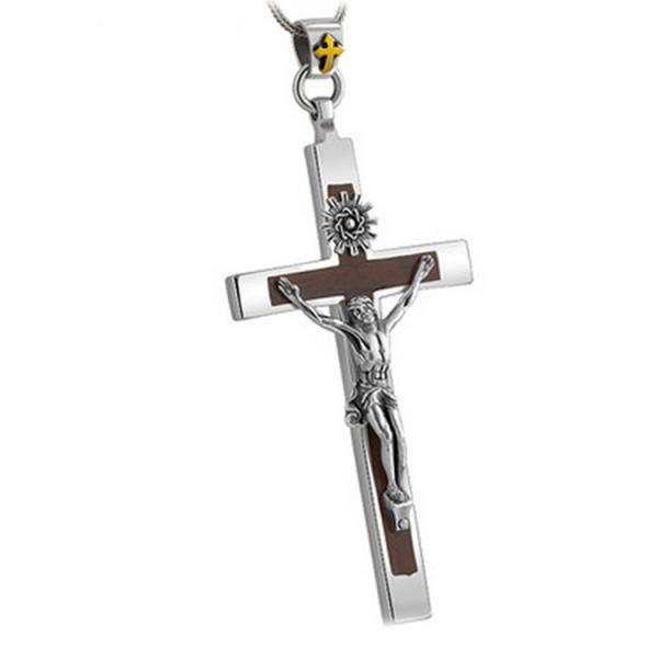 Women's and Men's Gothic Style Sterling Silver Cross Pendant Necklace with
