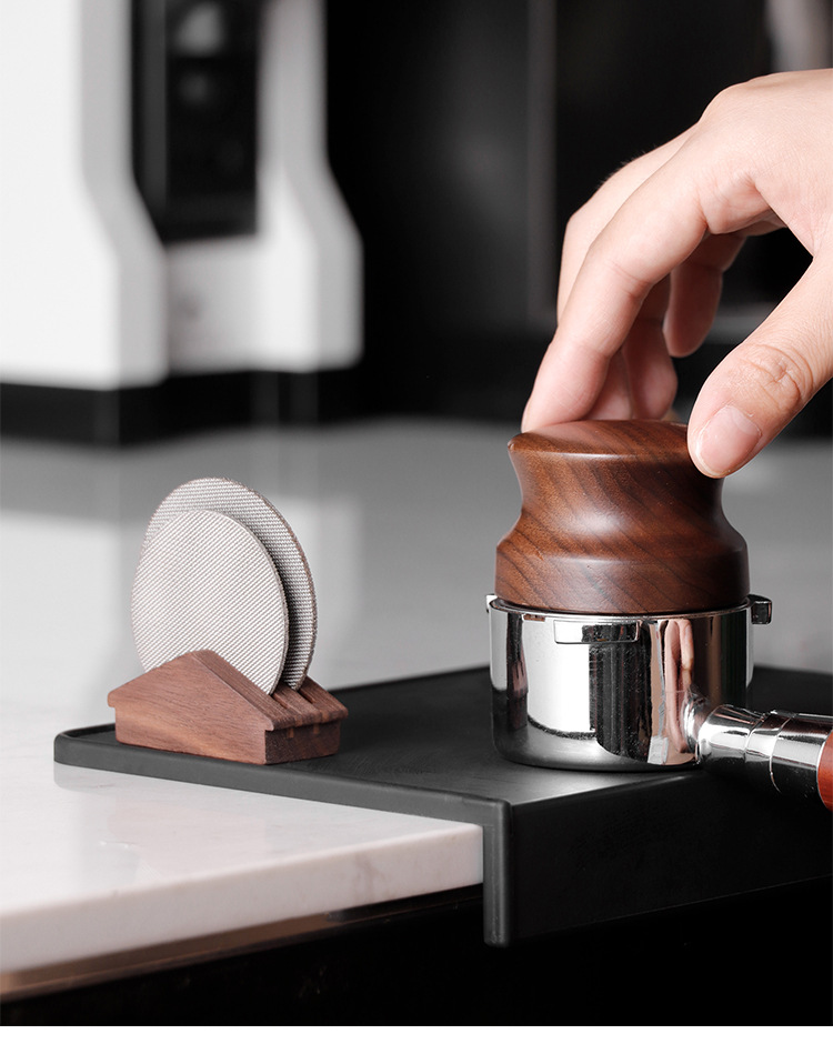 Stainless Coffee Tea Tools 58mm Walnut Steel Silicone Espresso Filter Holder for Home