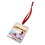 Christmas Decorations Sublimation Blank Metal Pendants With Red Hanging Rope