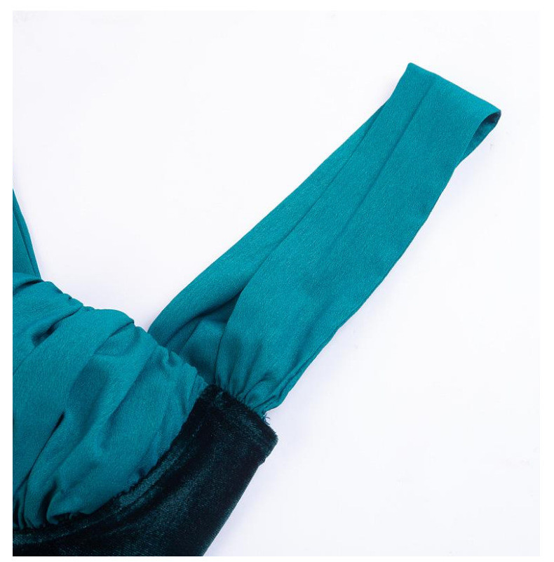 Velvet Stitching Sexy Women Dresses , One Shoulder Bodycon Midi Dress