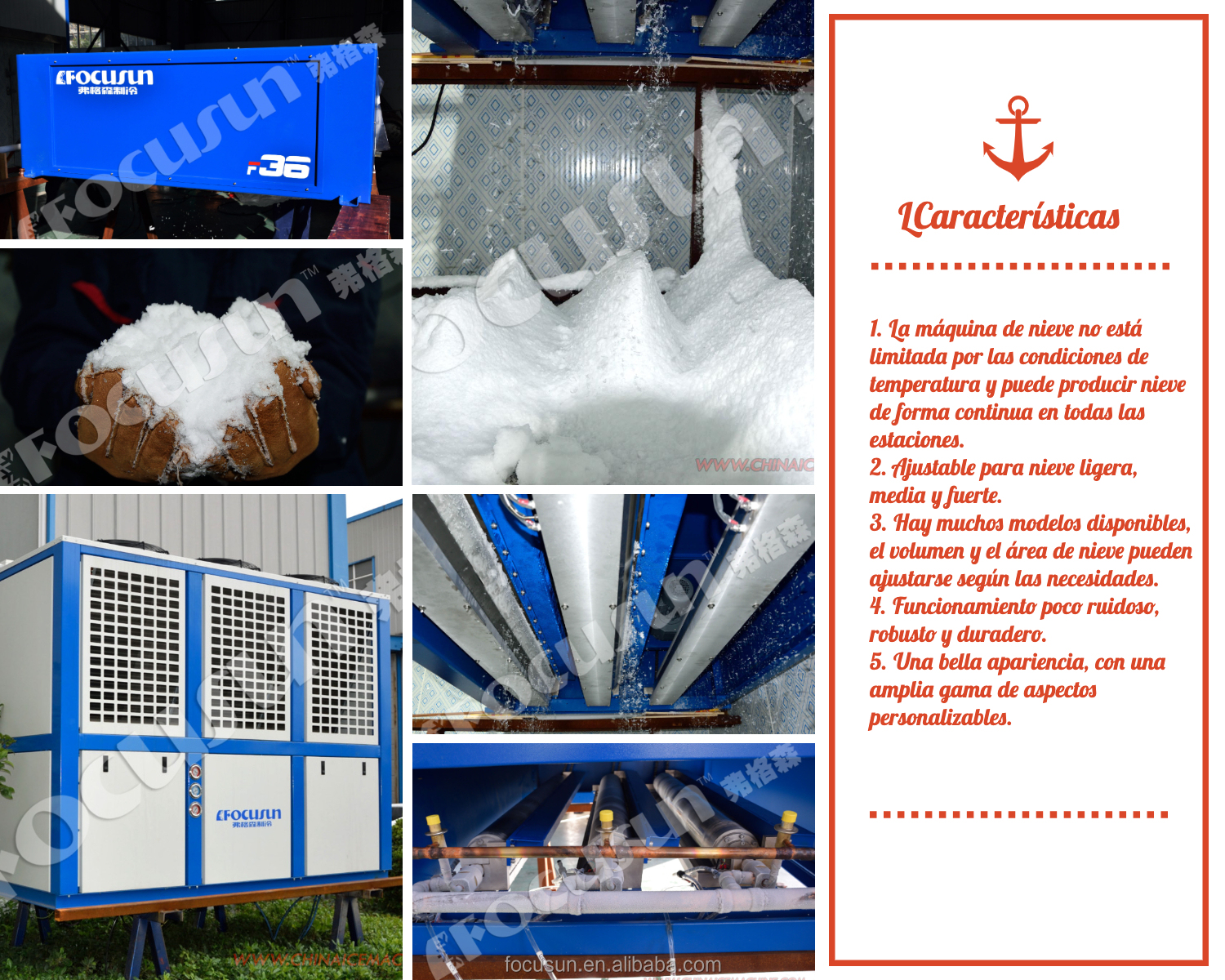 600KG/24H Gran capacidad maquina de nieve artificial snow making machine con compresor 5kw