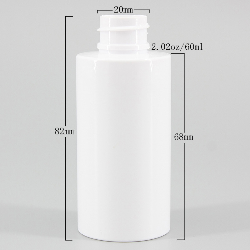 2.02oz60ml Mini White PET Flat Shoulder Liquid Lotion Cream Bottle With Screw Cap Sprayer Travel Portable Plastic Bottle