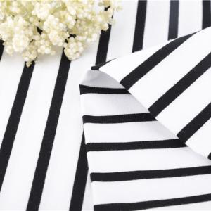 Quality Yarn Dyed Single Jersey Fabric Custom Cotton Stripe Knit Material For T-Shirt wholesale