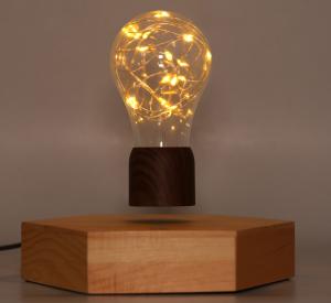 Quality octagon wooden base magnetic levitation floating lamp light bulb for desk decor gift wholesale