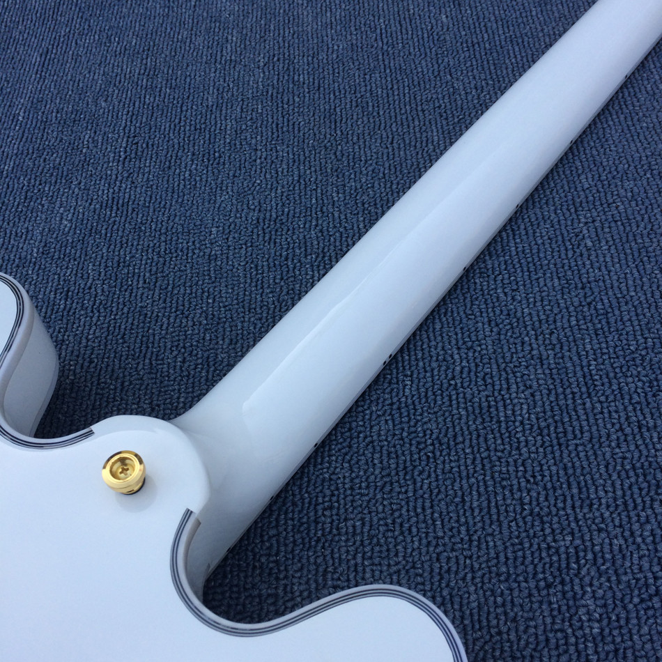 High quality hollow body jazz electric guitar,The White Guitar, the real abalone mother inlaid with the finger plate