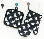 Ribbed Kitchen Oven Glove Printed Cotton Oven Mitts 25*15cm