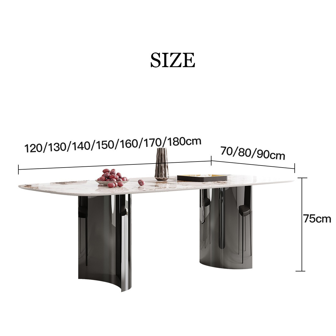 Light Luxury Stainless Steel Marble Dining Tables Height 0.78m