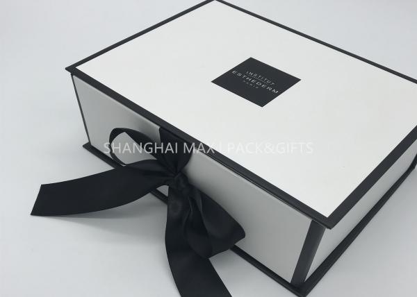 Paper Square Round Chipboard Boxes For Packing UV Shiny Logo Printed Black Frame
