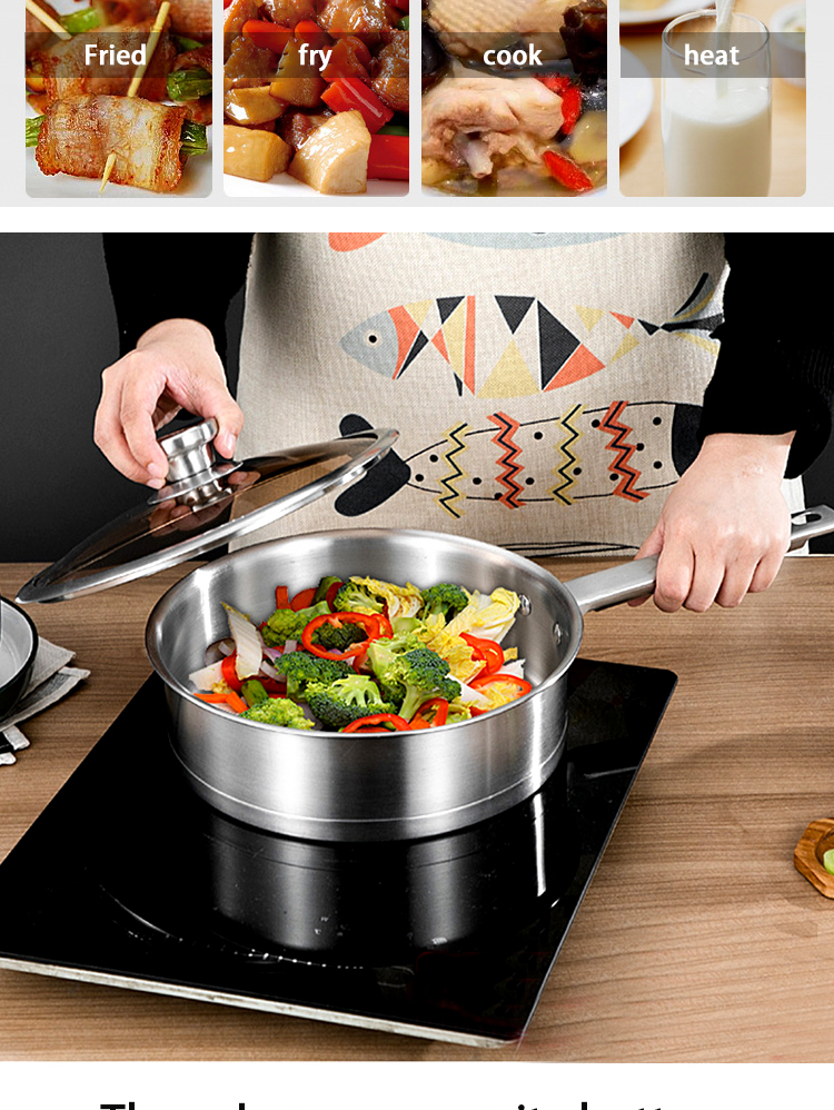 Amazon Top Seller Multipurpose 6PCS Pot Stainless Steel Frying Pan Cookware Sets With Glass Lid