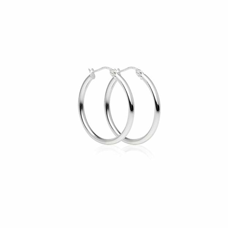 OEM ODM 925 Sterling Silver High Polished Round-Tube Click-Top Hoop Earrings For Women