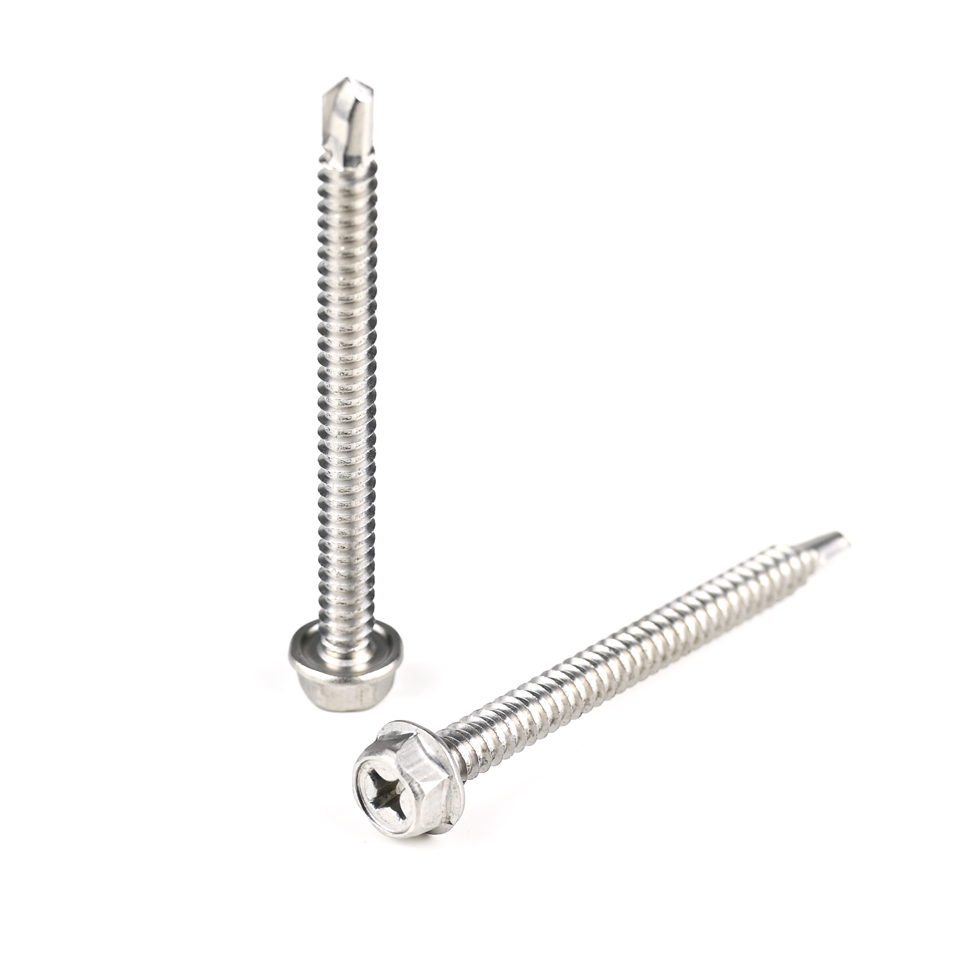 Firm Zinc Steel Hex Washer Head Phillips 70mm Metric Self Drilling Screw For Window