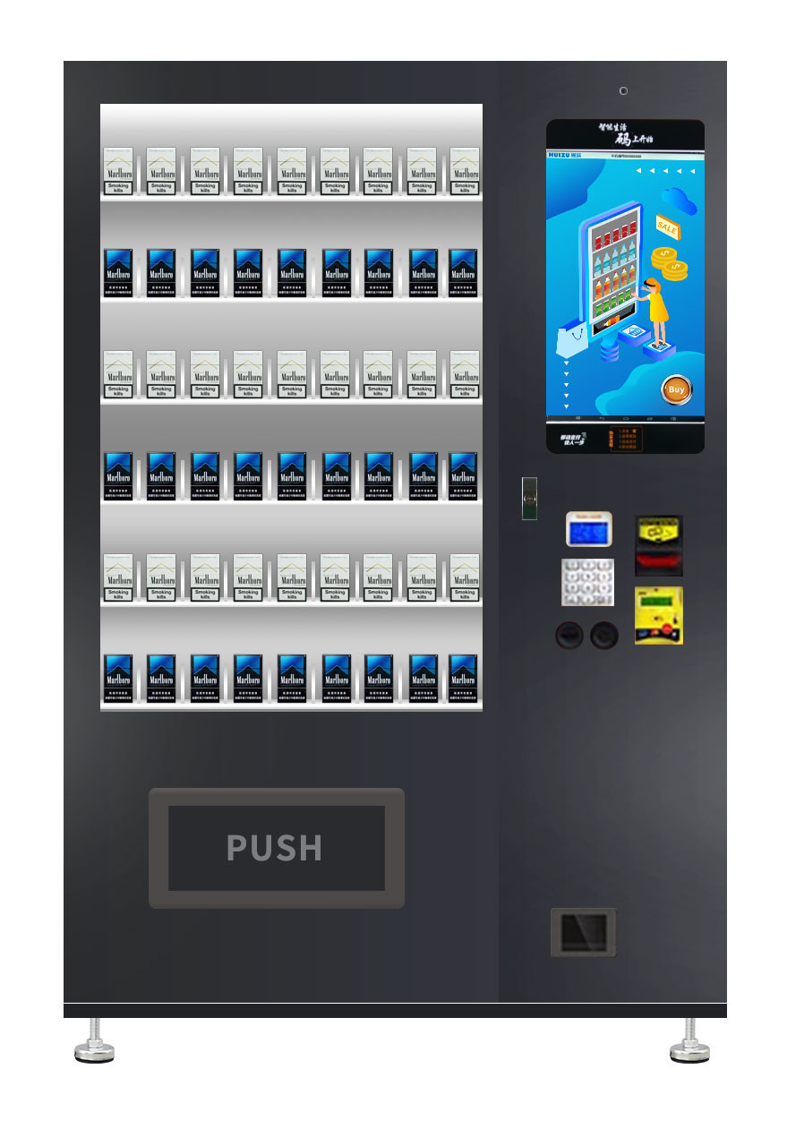 Hotel Cigarette Cashless Payment Vending Machine Black Color Compact Size