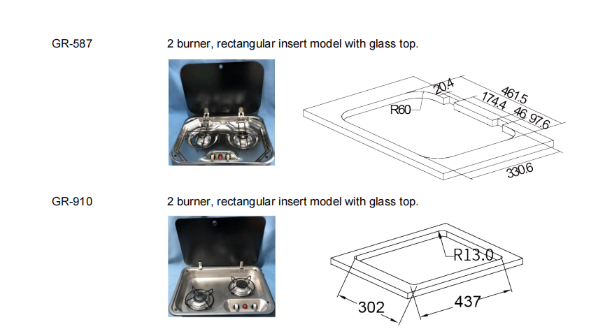 RV Cooker Gas Built-in 1/2/3 Burner camping Gas Stove With Sink LPG