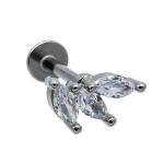 Labret Stud Jewelry Flower Shape Head High Polished Lip Piercing Jewelry