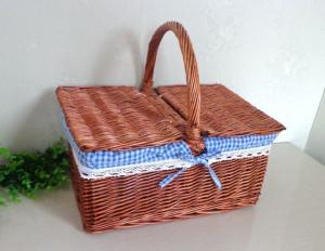 Quality Handmade Natural Willow Wicker Picnic Basket Cheap Lunch Bags Hot sale products Outdoor Lunch Basket wholesale