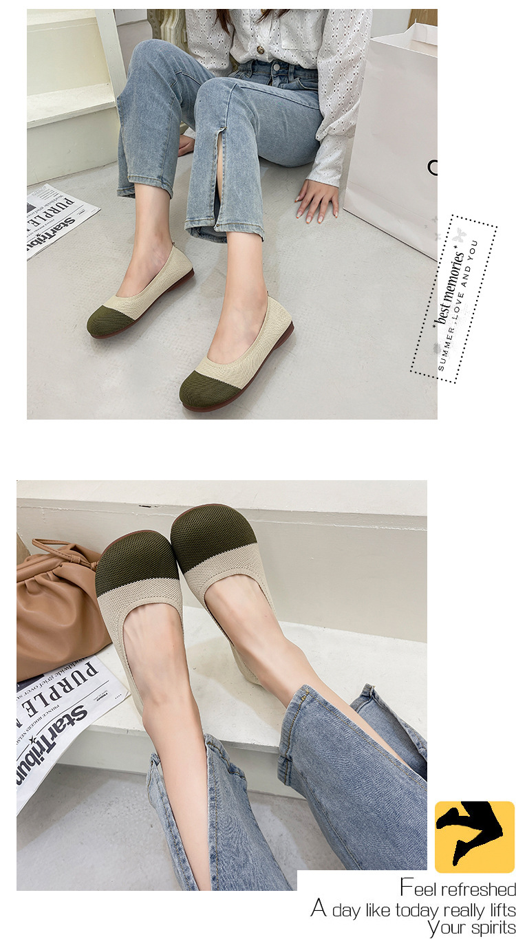 Soft Soled Knitted Shallow Mouth Shoes Female Spring Summer Flat Pedal Fairy Style