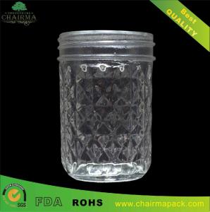 Quality 200ml Edge Embossed Glass Fruit Jam Mason Jar wholesale